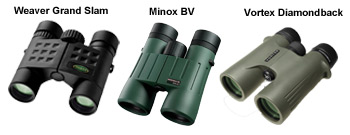 Weaver Grand Slam, Minox BV and Vortex Diamondback - 3 value model binoculars at the top of their class