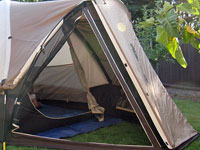 Inside and out, blue tarps will protect your tent