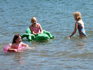 Kids Camping Swimming