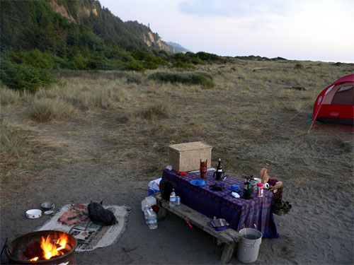 Winter camping at Gold Bluffs Beach