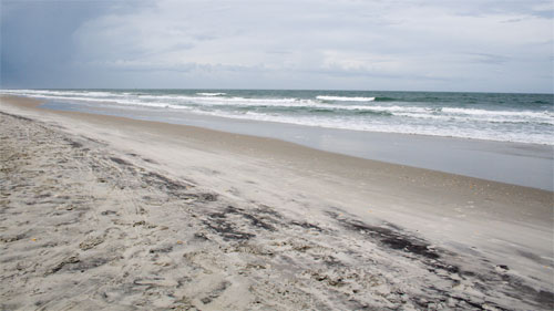 Winter beach camping at Huntington Beach State Park