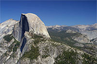 Family camping in Yosemite - view of Half Dome