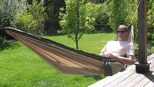 Relaxing in my Trek Light Gear hammock