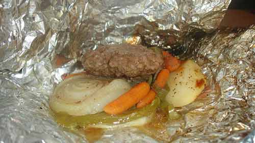 Foil meals are easy to cook in a campfire