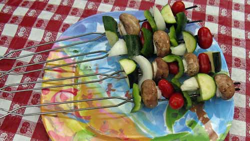 These marshmallow roasting forks work great for grilling vegetables