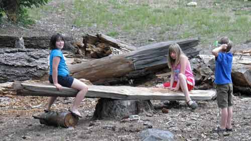 Recreation comes in all forms, here in impromptu teeter totter proved popular