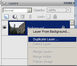 Right-click on the background layer and create a duplicate